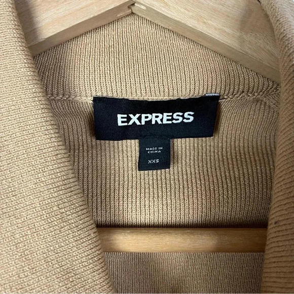 Express Camel Brown Cowl Drape Neck Sleeveless Cropped Sweater XXS - Picture 5 of 5
